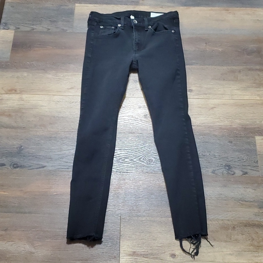 Rag & bone black raw hem crop jeans ankle skinny